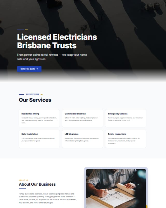 Sparky template: a live demo site for electricians